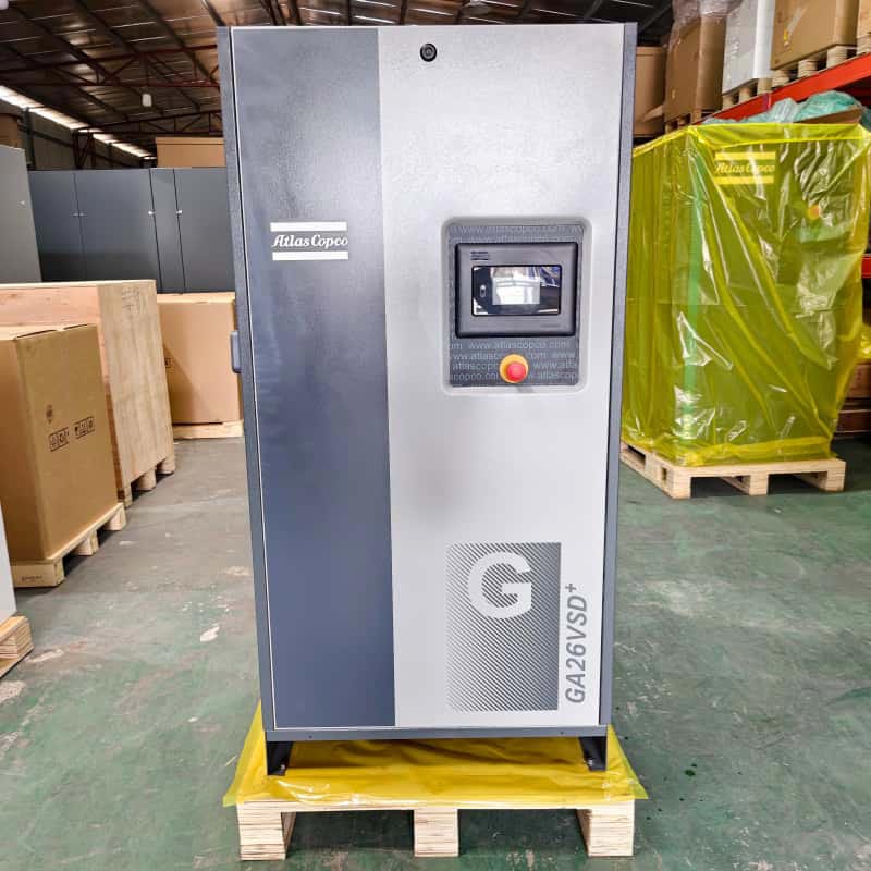 اٹلس کوپکو ایئر کمپریسر اوریجنل GA26 VSD + 26kW 35HP ویری ایبل اسپیڈ آئل انجیکٹڈ روٹری اسکرو ایئر کمپریسر 13 بار